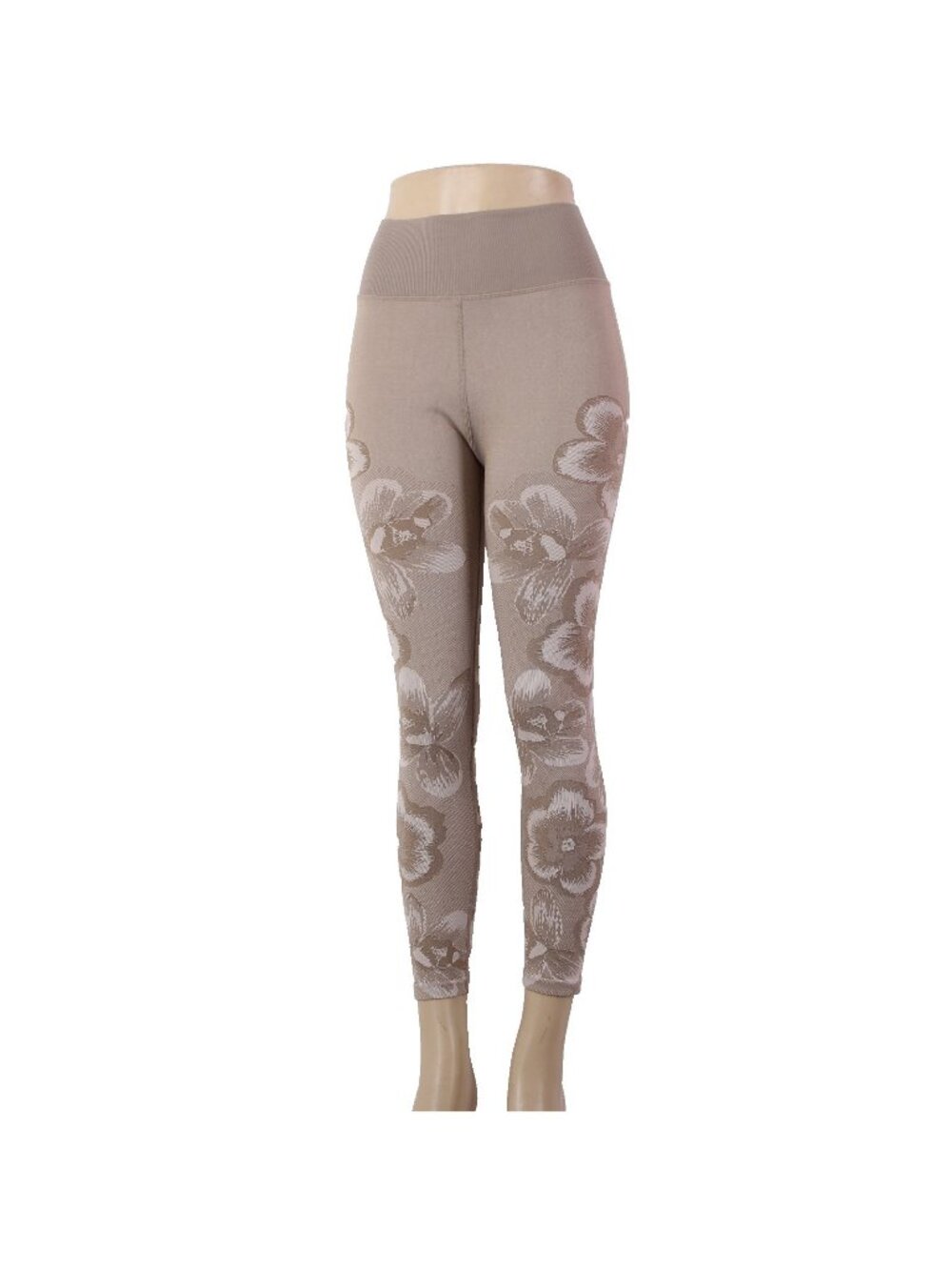Aerie AW Pant Offline Sz L x 23 Brown White Floral Pull On Nylon Poly Elastane